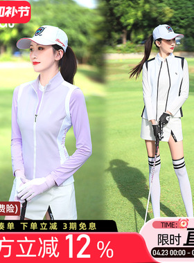 秋冬新品高尔夫球女士马甲背心保暖外套白紫绿色修身运动上衣服装