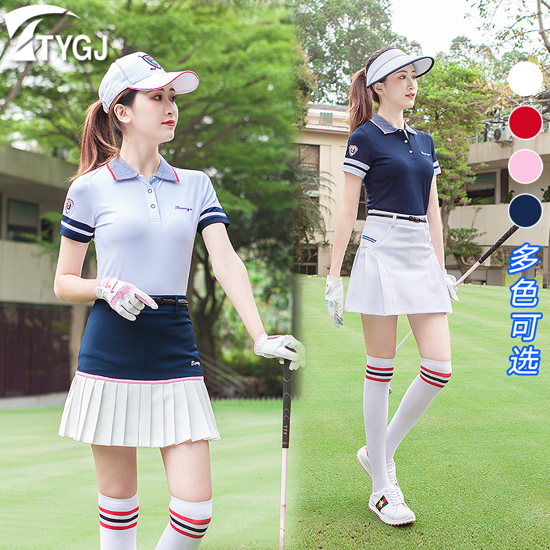 高尔夫服装女短袖t恤 夏装新款女装翻领体恤衬衫领修身显瘦polo
