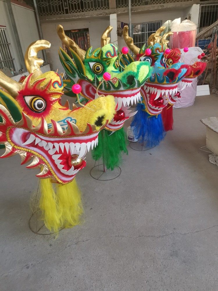 舞龙金色道具龙头红色社火