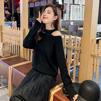 Mùa thu mới phiên bản Hàn Quốc của chiếc máy cẩn thận lệch vai treo áo len cổ lọ màu đơn sắc áo len nữ tay dài thon - Áo len thời trang công sở nữ cao cấp