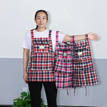套袋专用围裙干活厨房家用做饭洋气围腰上班棉布透气耐脏工作服