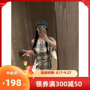 半梦半醒半浮生2024夏季新款连衣裙收腰显瘦气质无袖短款裙子