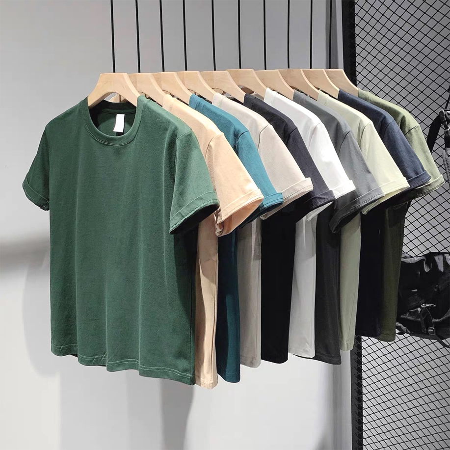 欧货纯棉短袖工装t恤男亲肤透气宽松打底衫基础净版休闲运动汗衫