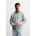 Half Turtleneck Zip Polo Shirt Gray
