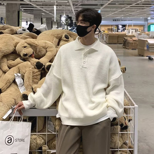 美式 cityboy针织polo衫 男高级感宽松套头毛衣翻领外套衬衣羊毛衫