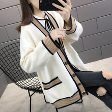 2019年新款 春秋季 慵懒风针织毛线外套 早秋女士洋气毛衣开衫 女秋装