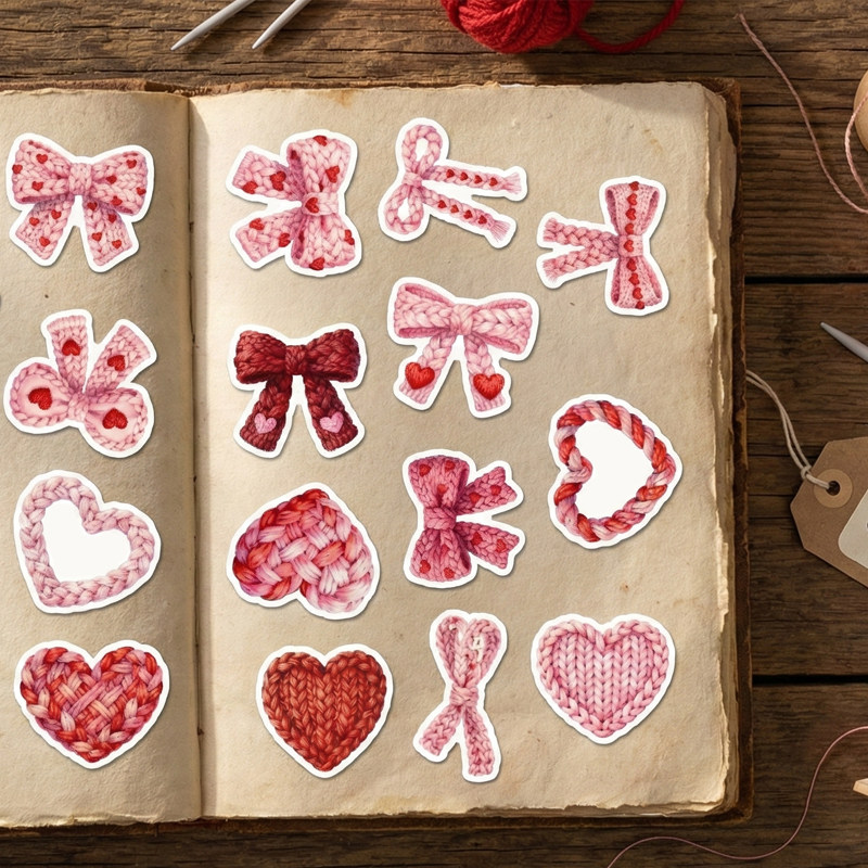 少女心针织毛线爱心粉色蝴蝶结贴纸手帐日记本装饰素材DIY咕卡贴,文具电教/文化用品/商务用品,贴纸/立体贴纸,淘宝优惠券,粉丝福利购,淘宝优惠卷