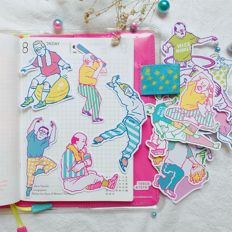 狐狸家手帐 爱运动的少女心瑜伽大叔 手账相册装饰手工贴纸素材包