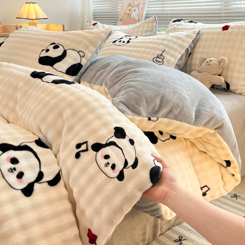 泡泡牛奶绒床上四件套冬季双面绒床单被套加厚珊瑚绒床笠款三件套,床上用品,床品套件/四件套/多件套,淘宝优惠券,粉丝福利购,淘宝优惠卷