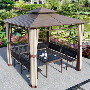 庭院凉亭别墅院子花园简易遮阳棚室外庭院露台造景镀锌顶户外亭子