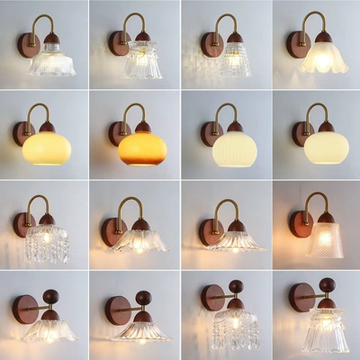 2025新款中古风壁灯胡桃木色灯具
