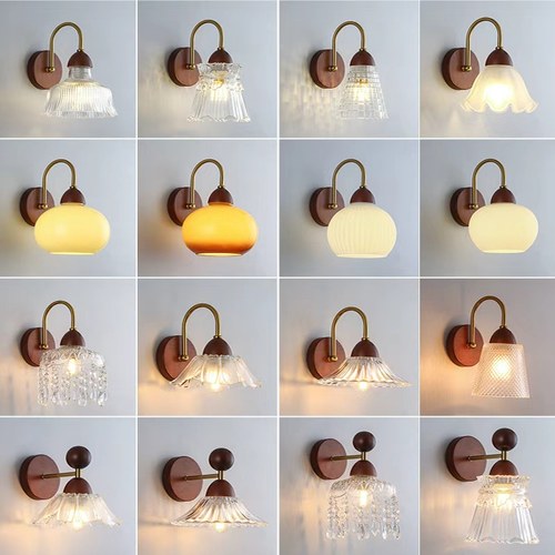 2025新款中古风壁灯胡桃木色灯具