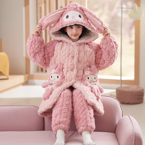 【三层夹棉加厚】女童睡衣冬季加厚款珊瑚绒三层夹棉款宝宝冬睡衣