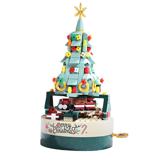 佳奇圣诞树积木音乐旋转八音盒拼装拼图送男女孩3玩具生节日礼物9
