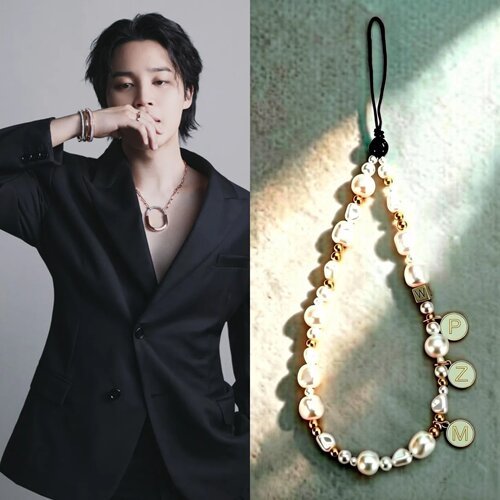 朴智旻周边防弹少年团V闵玧其V金泰亨JIMIN朴智旻仿珍珠手机链