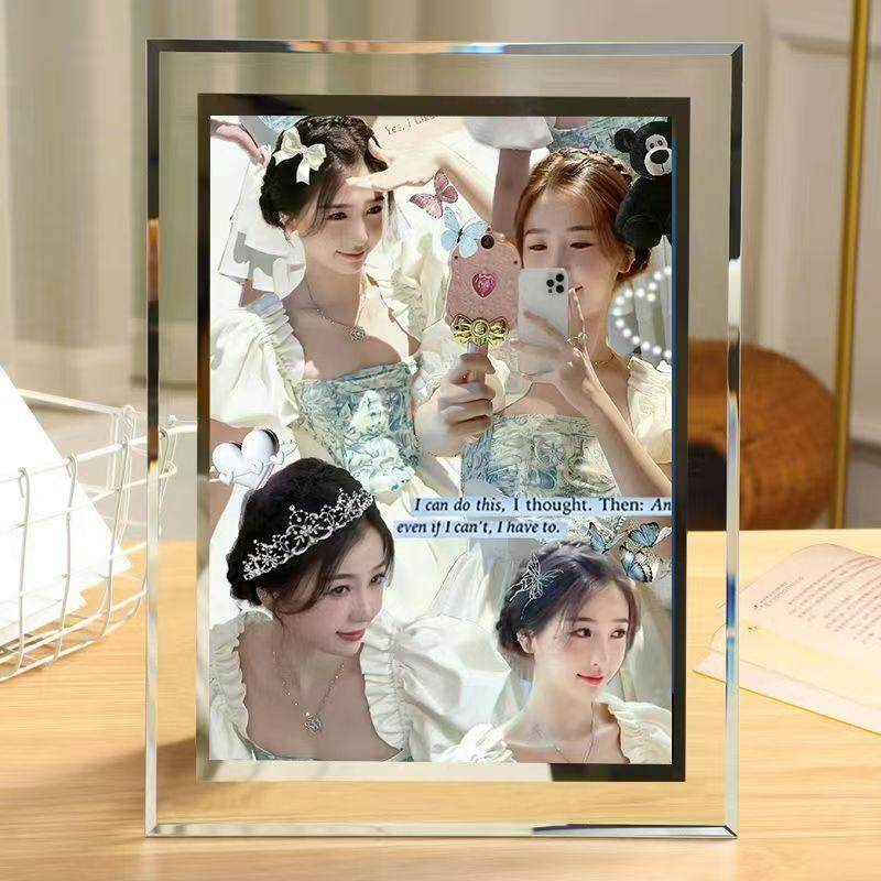 虞书欣周边水晶玻璃相框桌面摆件情侣礼品生日礼物同学来图可定制