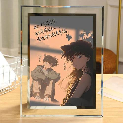 名侦探柯南水晶相框定制生日礼物怪盗基德新一新兰周边照片送朋友
