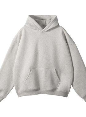 BENT IDEA秋季新款无帽绳版360克重磅加厚美式潮牌纯色连帽卫衣男