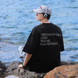 BENT IDEA 2024夏季新款260克重磅圆领前后丝网印花短袖休闲T恤男