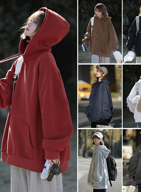 BENT IDEA秋季300克加绒重磅情侣装连帽卫衣男女高街套头复古上衣