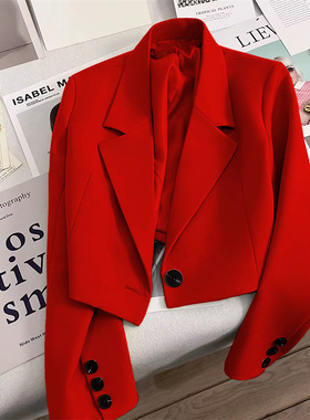 BENTIDEA 2026春秋新款韩版时尚黑色短款一粒扣西装外套女通勤风