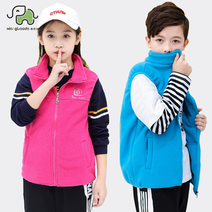 儿童摇粒绒马甲男童抓绒背心外套中大童春秋坎肩女童薄款休闲上衣
