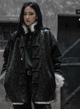 三省六部·门下省【太极】高级新中式老钱双面仿皮草男士蛇纹唐装