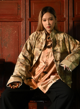 三省六部·户部【灰烬】秋冬新中式做旧喷染复古男士潮流唐装外套