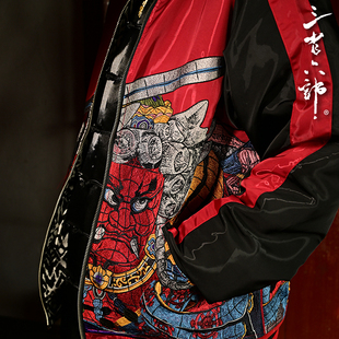 三省六部·中书省【丈六金身】春秋重磅门神刺绣光感男士双面夹克