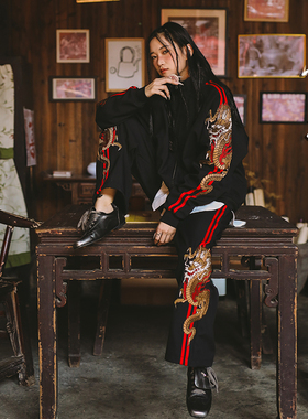 三省六部·兵部【江湖】秋冬加绒三防热血高校龙刺绣运动国风套装