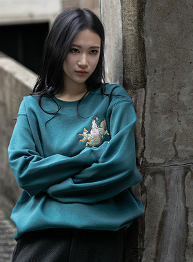 三省六部·兵部【麒麟献瑞】联名款加厚银狐绒中国风刺绣男士卫衣