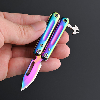 不锈钢迷你蝴蝶刀快递开箱小刀便携钥匙扣小刀户外水果刀削皮小刀