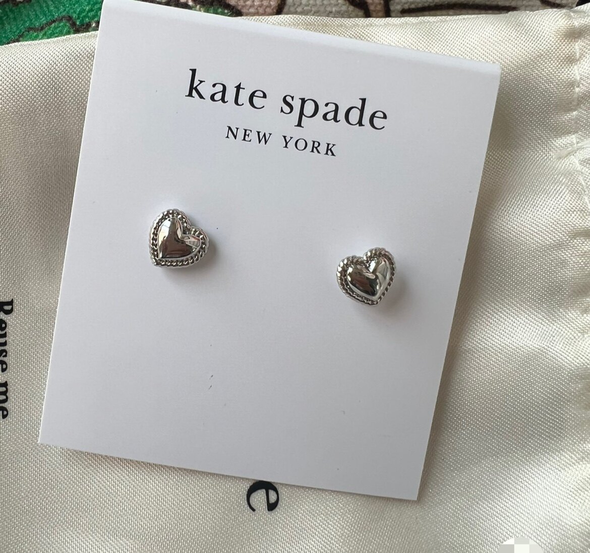 国内现货 海外代购 kate spade 爱心耳钉 golden hour系列 银色