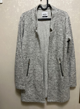 外贸 西班牙品牌休闲毛呢外套 女士中长款开衫外套 春秋外搭上衣
