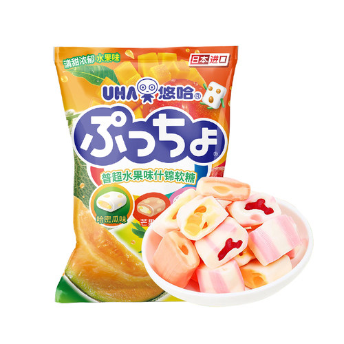 悠哈日本进口普超什锦夹心软糖