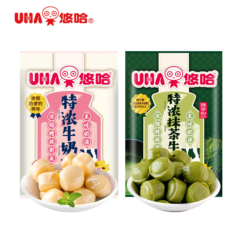【U先】UHA悠哈特浓牛奶糖抹茶103g+牛奶味120g