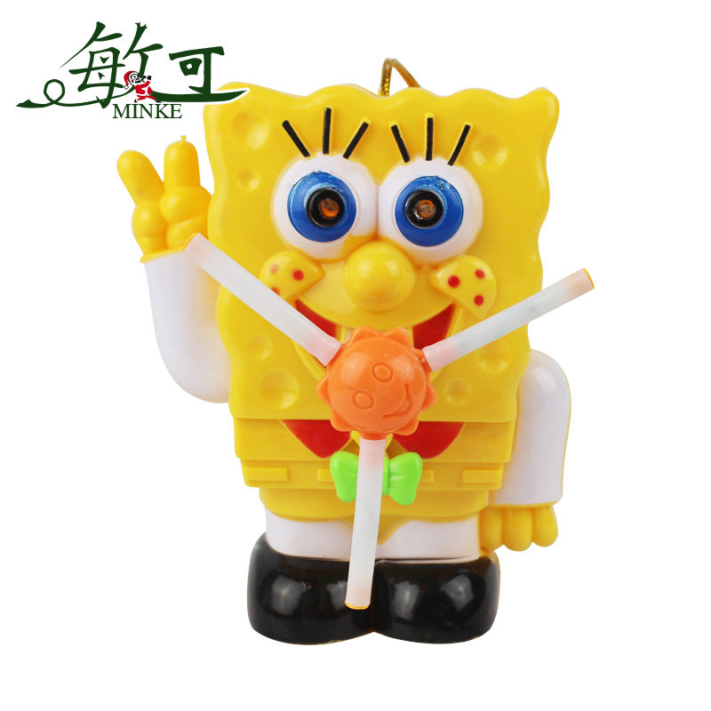 敏可 中秋儿童礼物 七彩旋转卡通 风车汤姆猫 玩具手提发光小灯笼