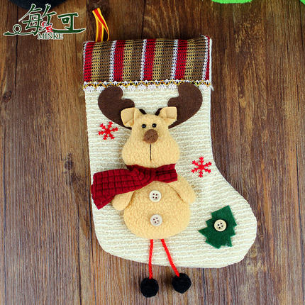 敏可 小号圣诞袜 针织袜子 圣诞老人平安夜礼物袋 卡通装饰品袜子