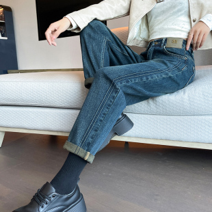 胖mm萝卜老爹裤 女宽松显瘦大码 春秋2025年新款 松紧高腰哈伦牛仔裤