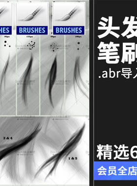 人物头发效果笔触画abr笔刷后期艺术创意CG原画PS绘画PS笔刷素材