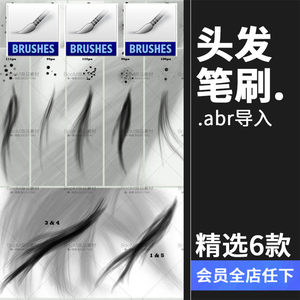 人物头发效果笔触画abr笔刷后期艺术创意CG原画PS绘画PS笔刷素材