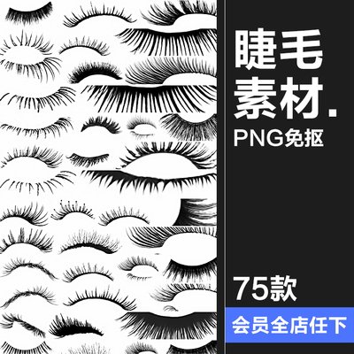 眼睫毛素材PNG免扣免抠透明背景五官妆容脸睫毛后期合成化妆素材