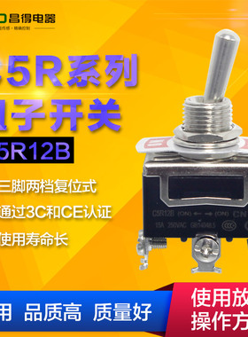 CNTD昌得C5R12B复位螺丝15A单刀双掷摇头摇臂3脚2档钮子开关1121R