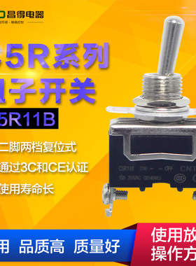 CNTD昌得钮子开关拨动开关 2脚2档C5R11B复位  保证 15a 1021R