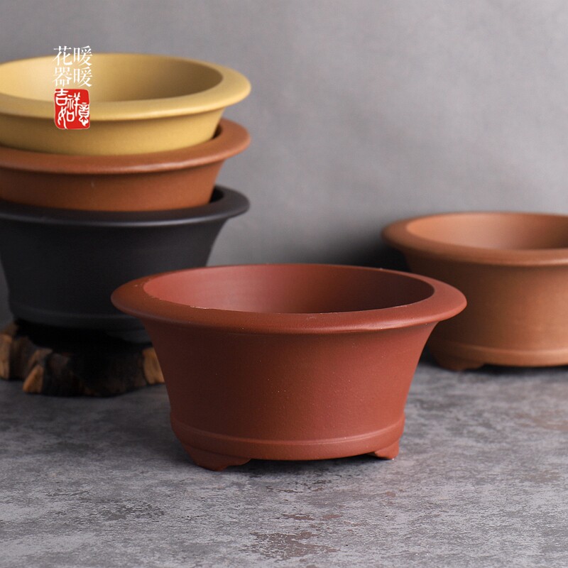 特价紫砂小花盆 桌面绿植小盆景盆 文竹/松柏盆 外径17cm