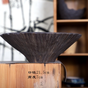 包邮爆款紫砂21cm斗笠木纹清欢大花盆多水培苔藓球专用盆插花花器