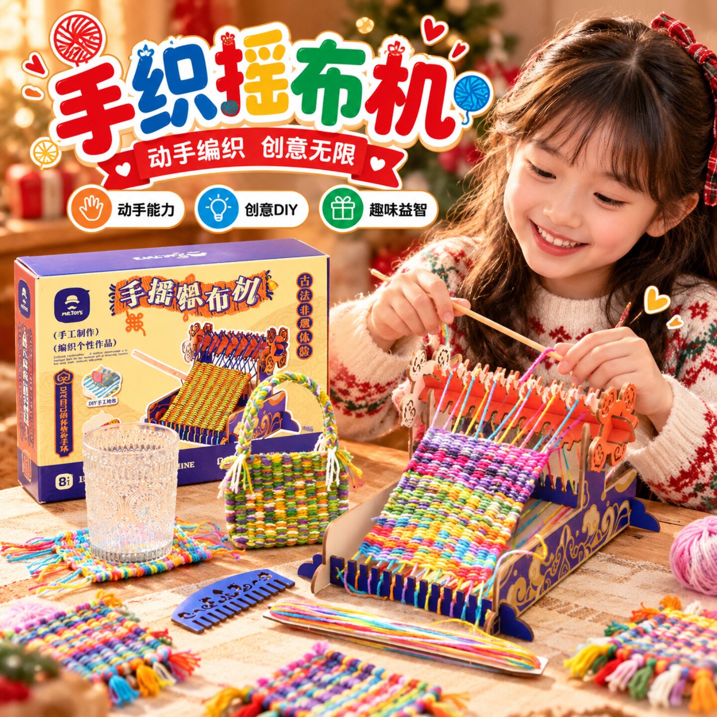 儿童手摇织布机diy编织