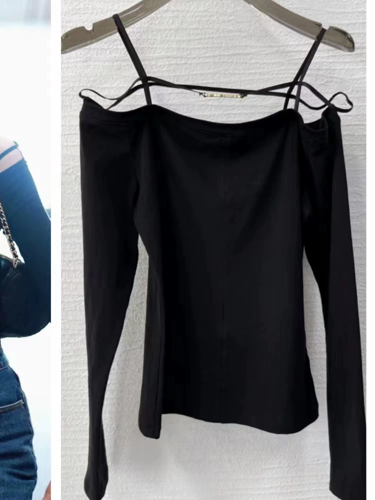 Основа/Базовый облегающий черный лонг-с sleeves?