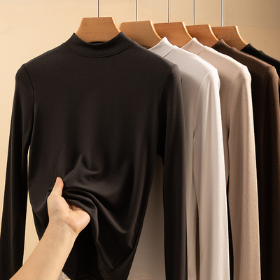 纯棉长袖上衣半高领打底衫可外穿