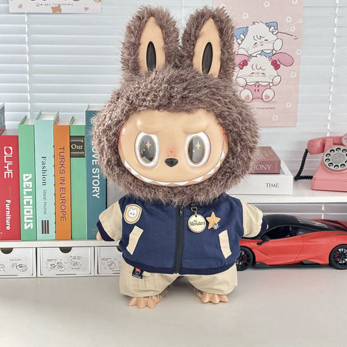 适合Zimomo首领58cm咪猫套装搪胶娃娃拉布布潮玩工装LABUBU仅娃衣